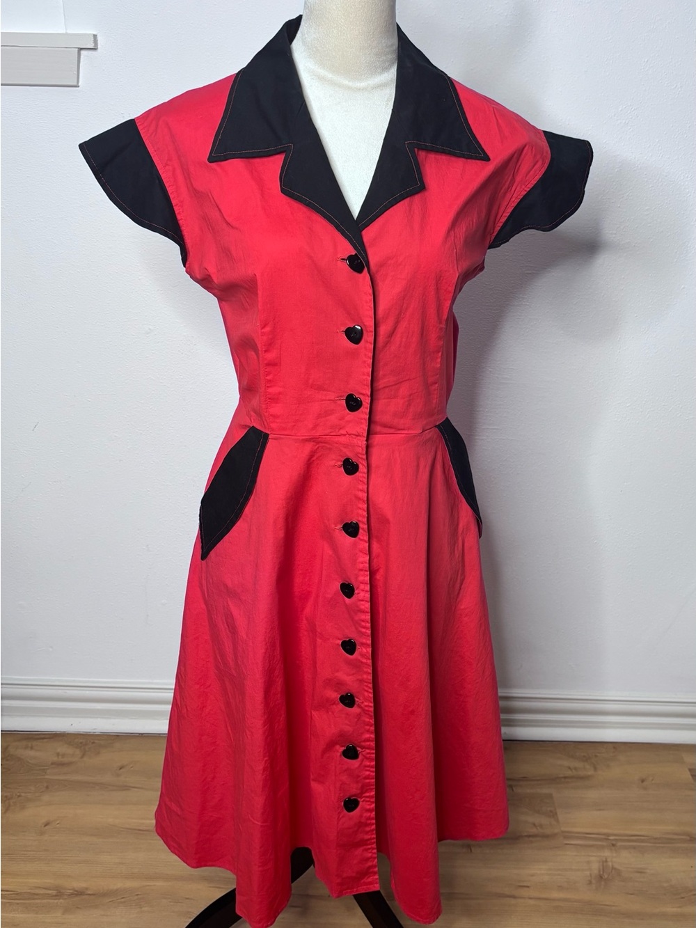 Lindy Bop Red Dress with Black Trim